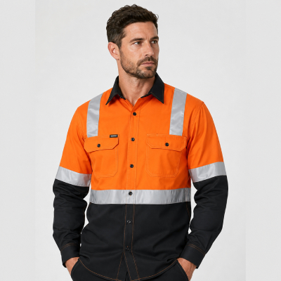 Orange & Black Reflective Work Shirt — Hi-Vis Shirts
