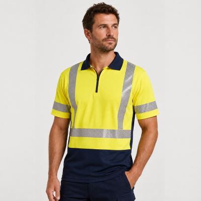 Zip-Neck Hi-Vis Work Polo — Hi-Vis Shirts