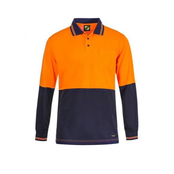 Hi Vis Two Tone L/S Micromesh Polo with Pocket — Hi-Vis