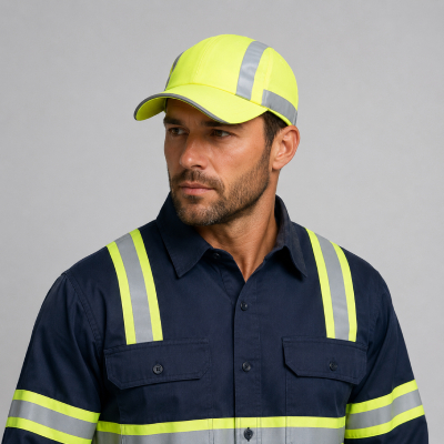 Men’s Yellow Reflective Safety Cap — Caps & Headwear