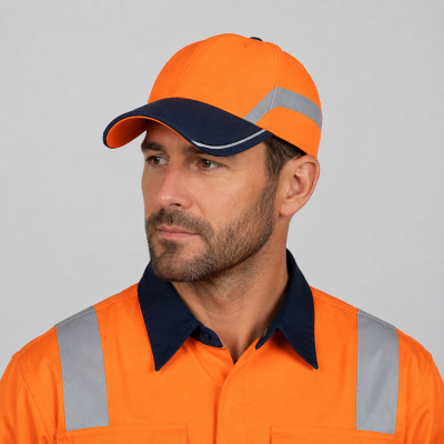 Men’s Orange Hi-Vis Work Cap — Caps & Headwear