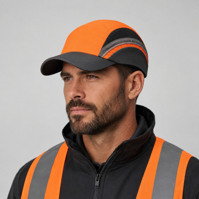 Men’s Orange Ventilated Work Cap — Caps & Headwear