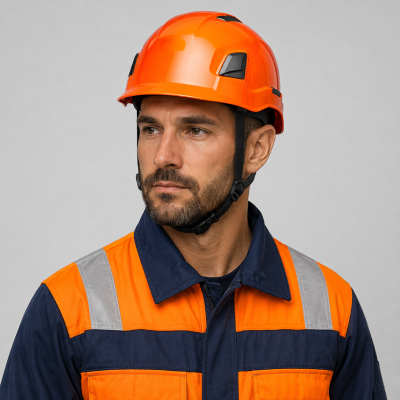 Men’s Orange Industrial Safety Helmet — Caps & Headwear