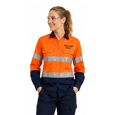Women’s Orange Reflective Work Shirt — Day/Night Shirts