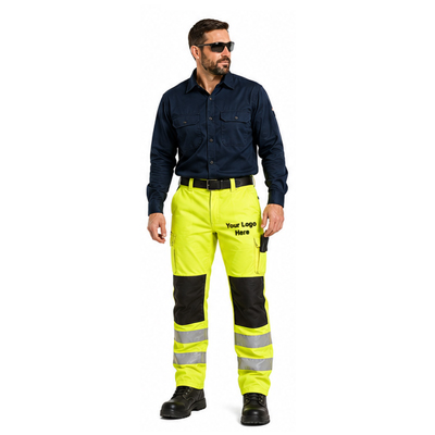 Navy Lime Reflective Work Pants — Pants