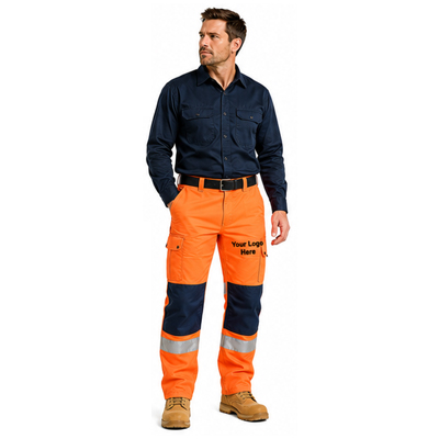 Orange Navy Protective Work Pants — Pants