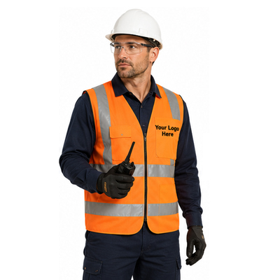 Orange Reflective Work Vest — Vests