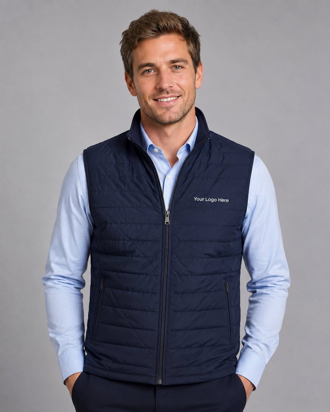 Navy Quilted Vest – Men — Jackets & Vests