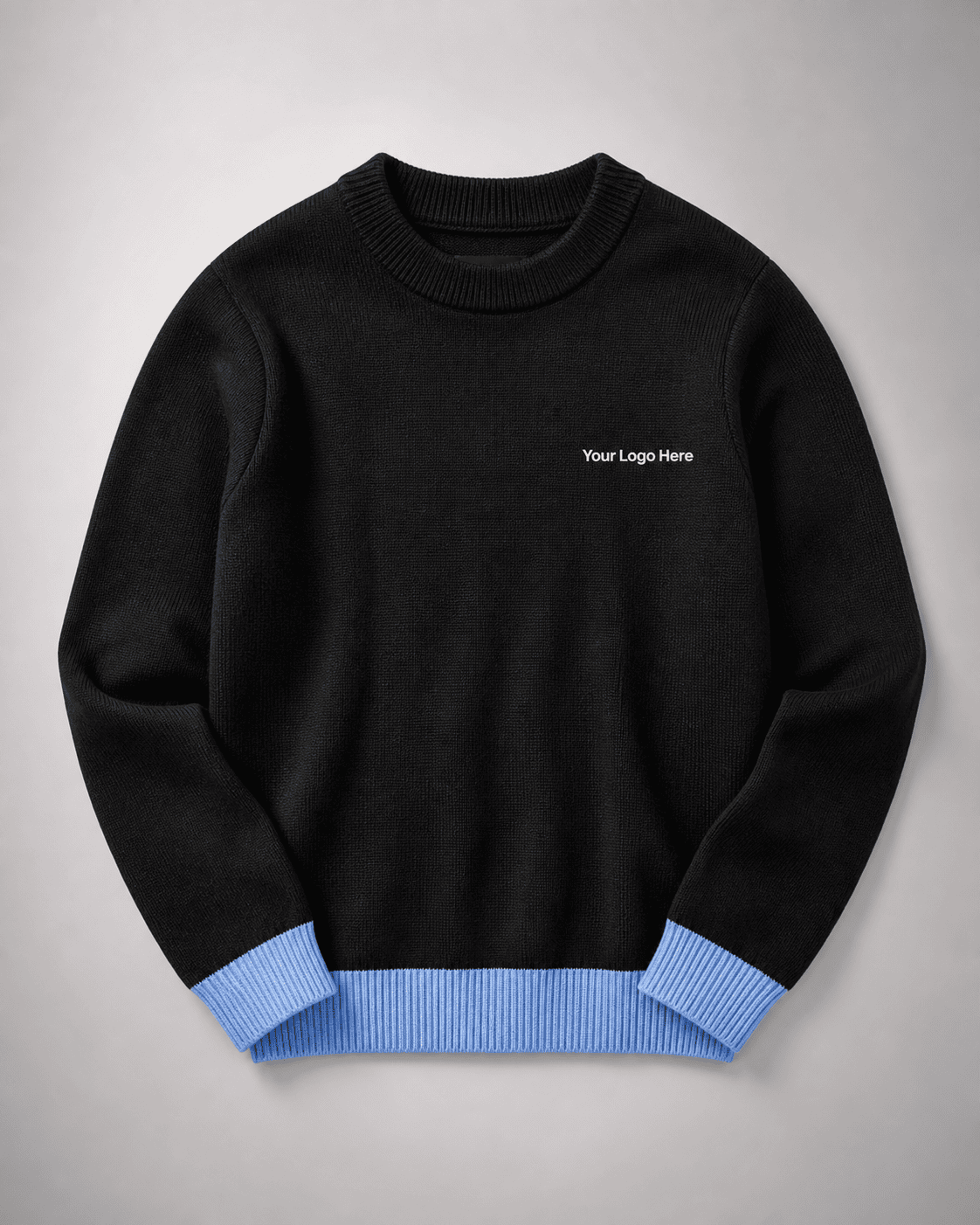Black Crew Neck School Jumper with Blue Trim — Jackets & Jumpers