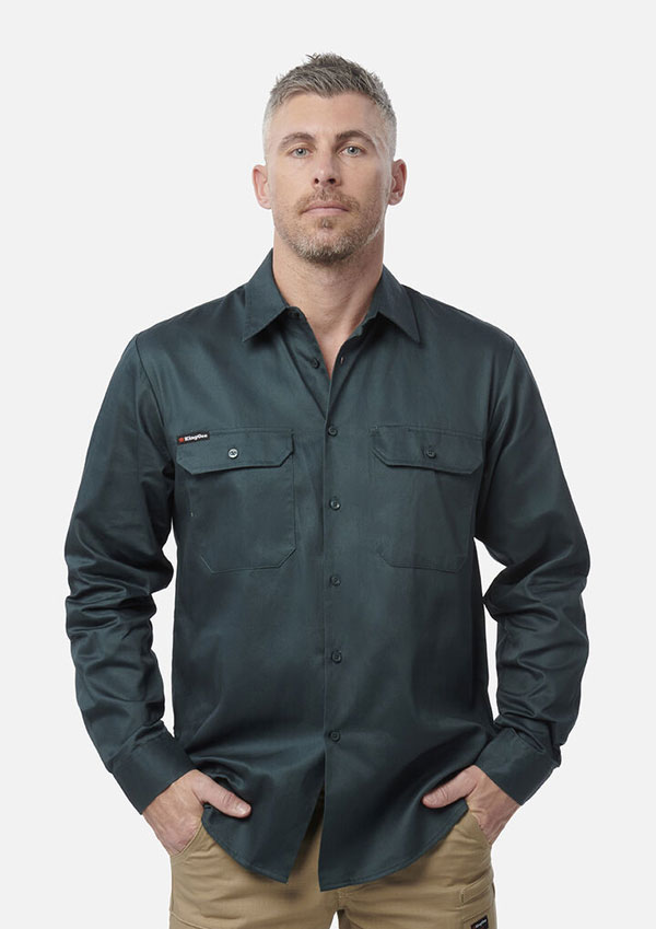 Originals Long Sleeve Open Front Cotton Drill Work Shirt — Corporate