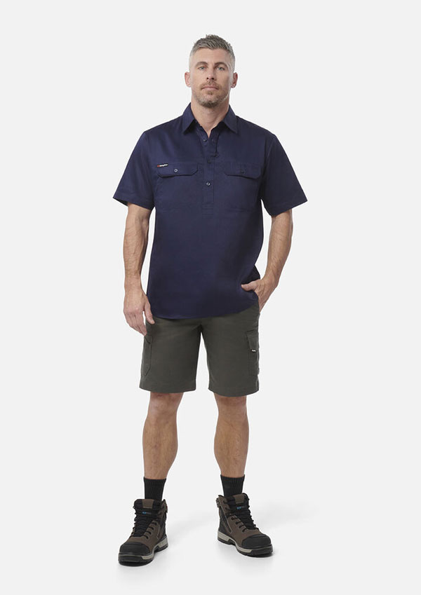 Originals Short Sleeve Closed Front Cotton Drill Work Shirt — Corporate