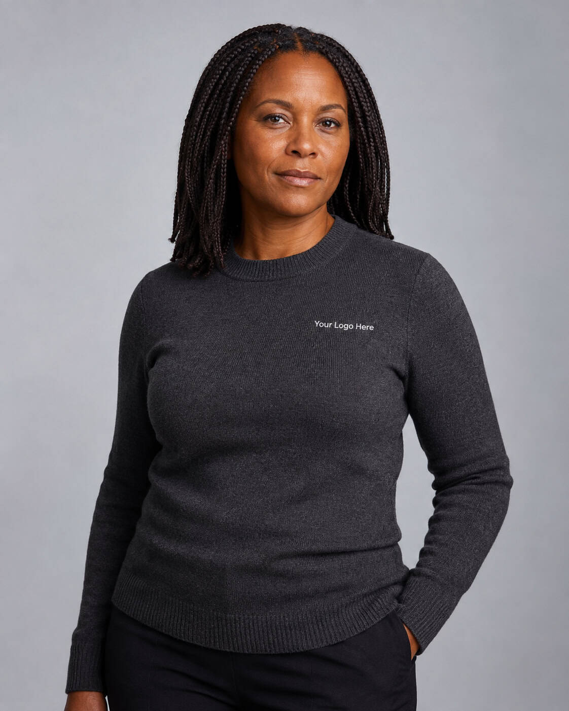 Charcoal Crew Neck Corporate Knit – Women — Knitwear