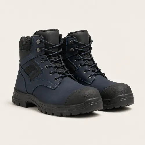 Navy Blue Safety Work Boots — Lace-up Boots