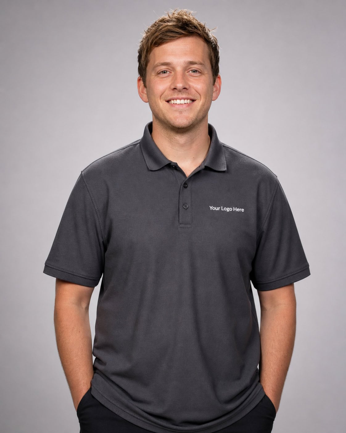 Charcoal NDIS Worker Polo — Polos