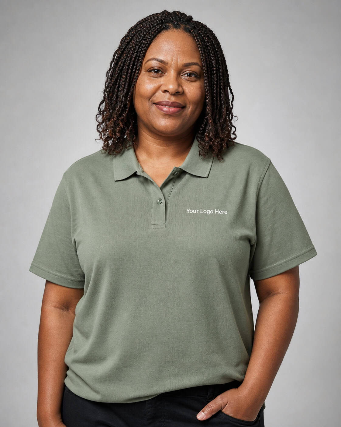 Sage Green NDIS Worker Polo — Polos