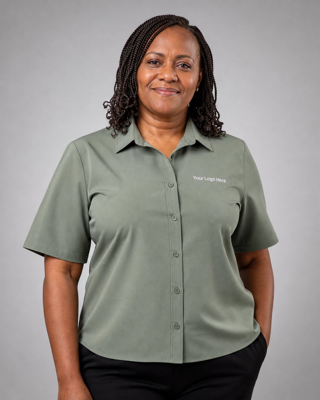 Sage Green NDIS Worker Tunic — Shirts