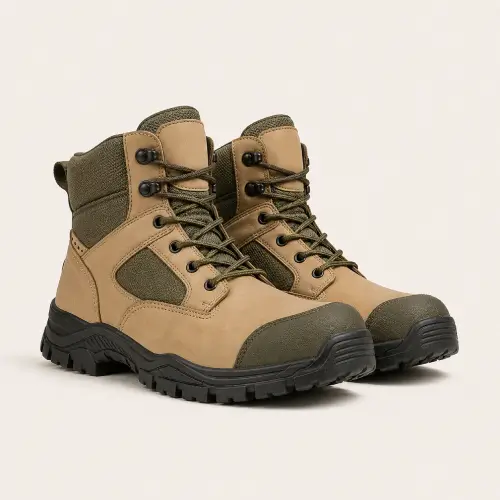 Olive & Khaki Tactical Work Boots — Lace-up Boots