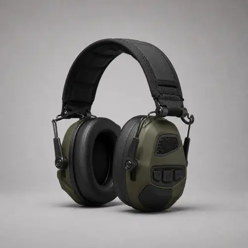Olive Electronic Hearing Protection Earmuffs — Hearing Protection