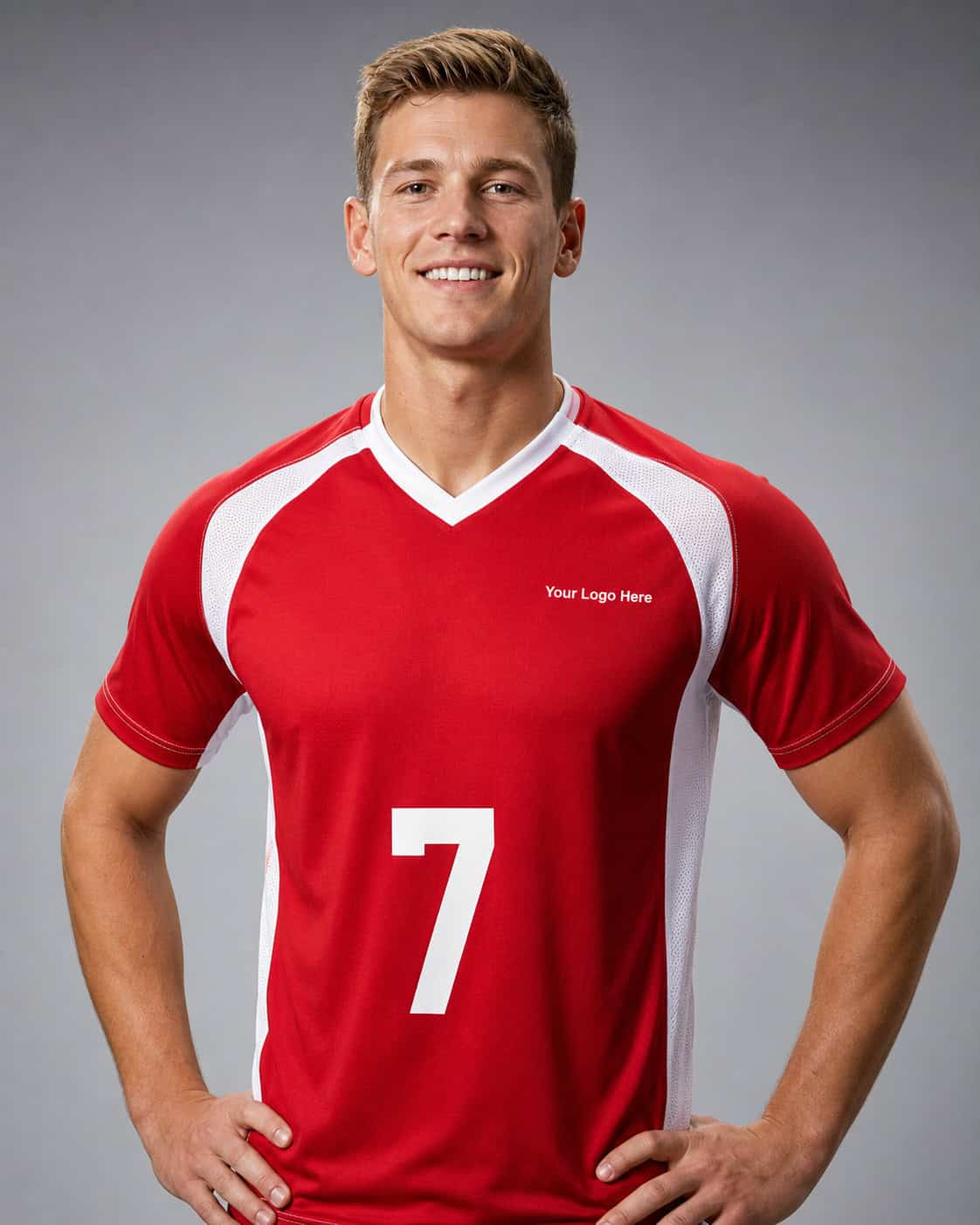 Red and White Playing Jersey – No. 7 — Sports