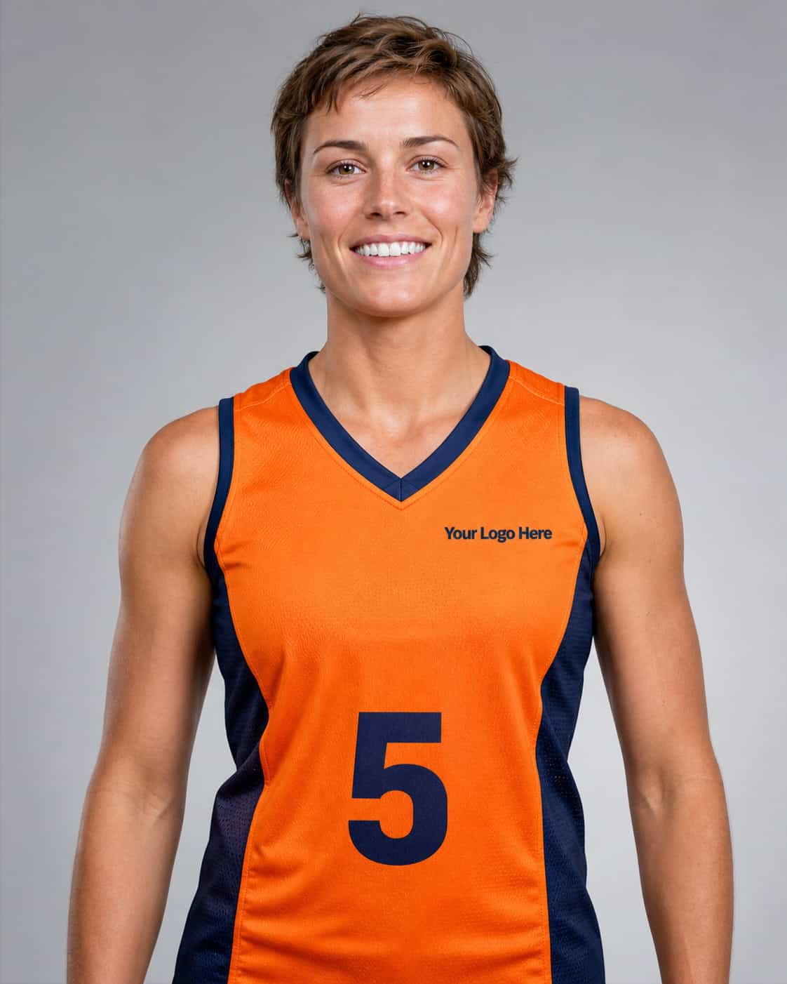 Orange and Navy Playing Jersey – No. 5 — Playing Jerseys