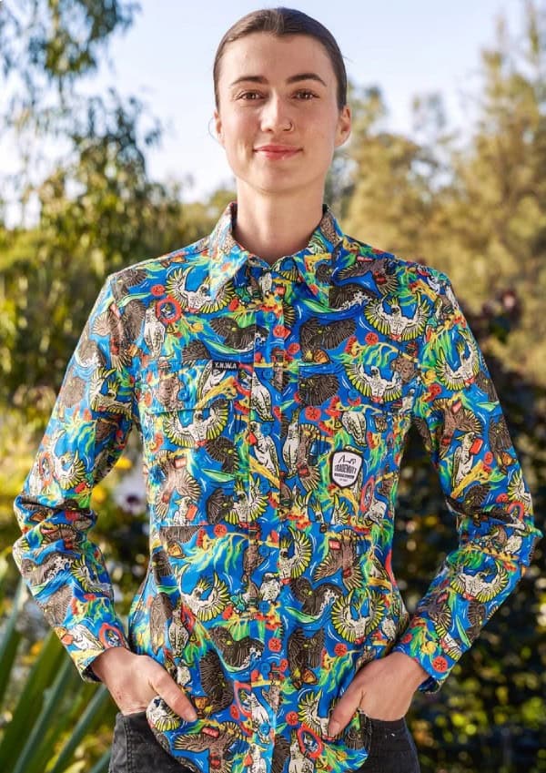 Women’s Light Weight Flock Around & Find Out Full Button Work Shirt — Polo