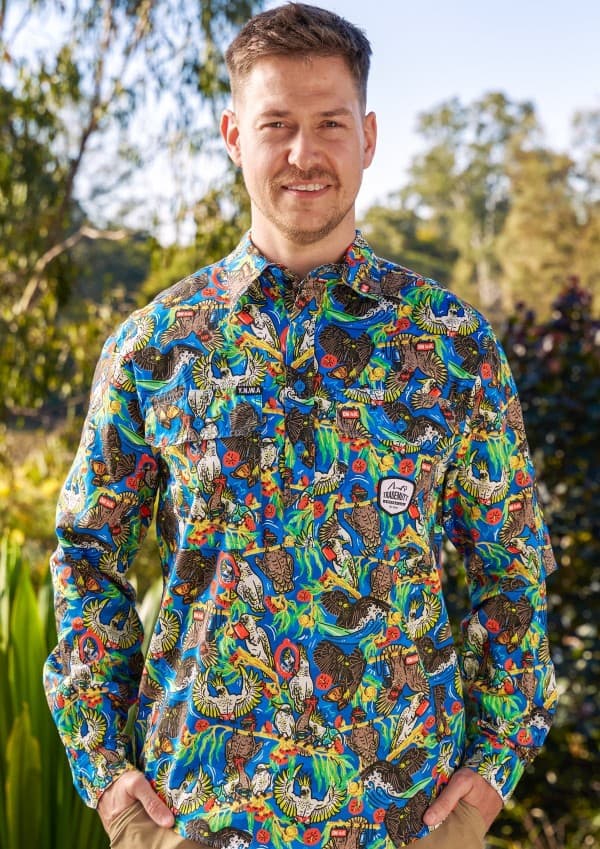 Men’s Light Weight Flock Around & Find Out Half Button Work Shirt — Polo