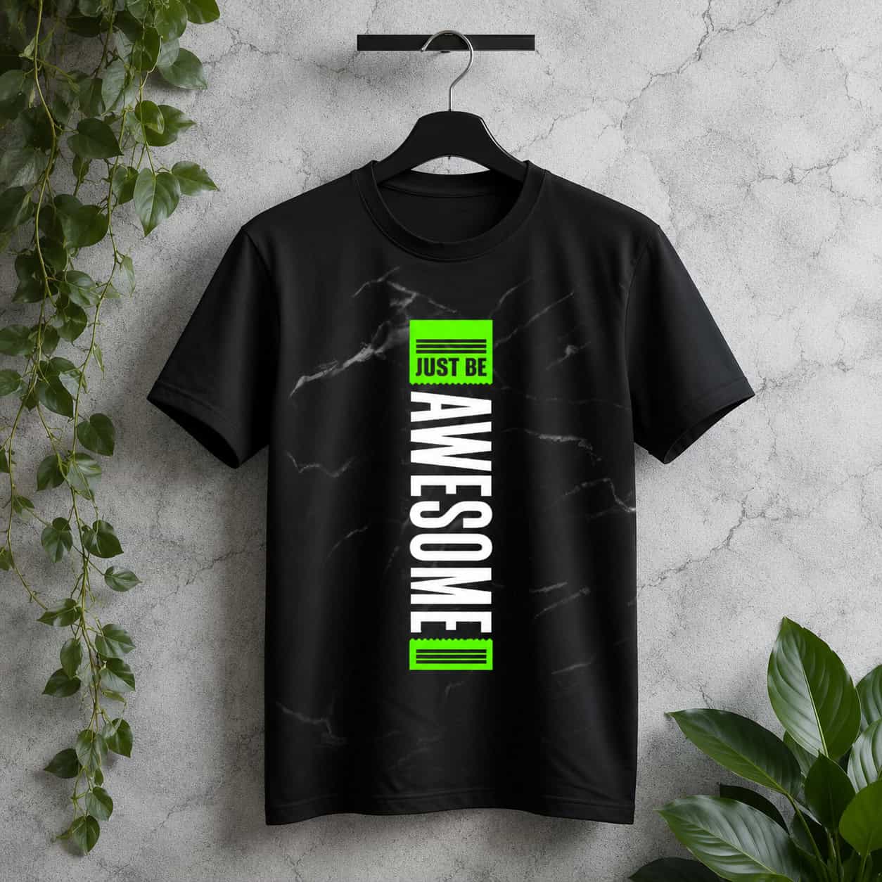 Just Be Awesome Motivational Graphic T-Shirt – Black Unisex Casual Tee — Tees