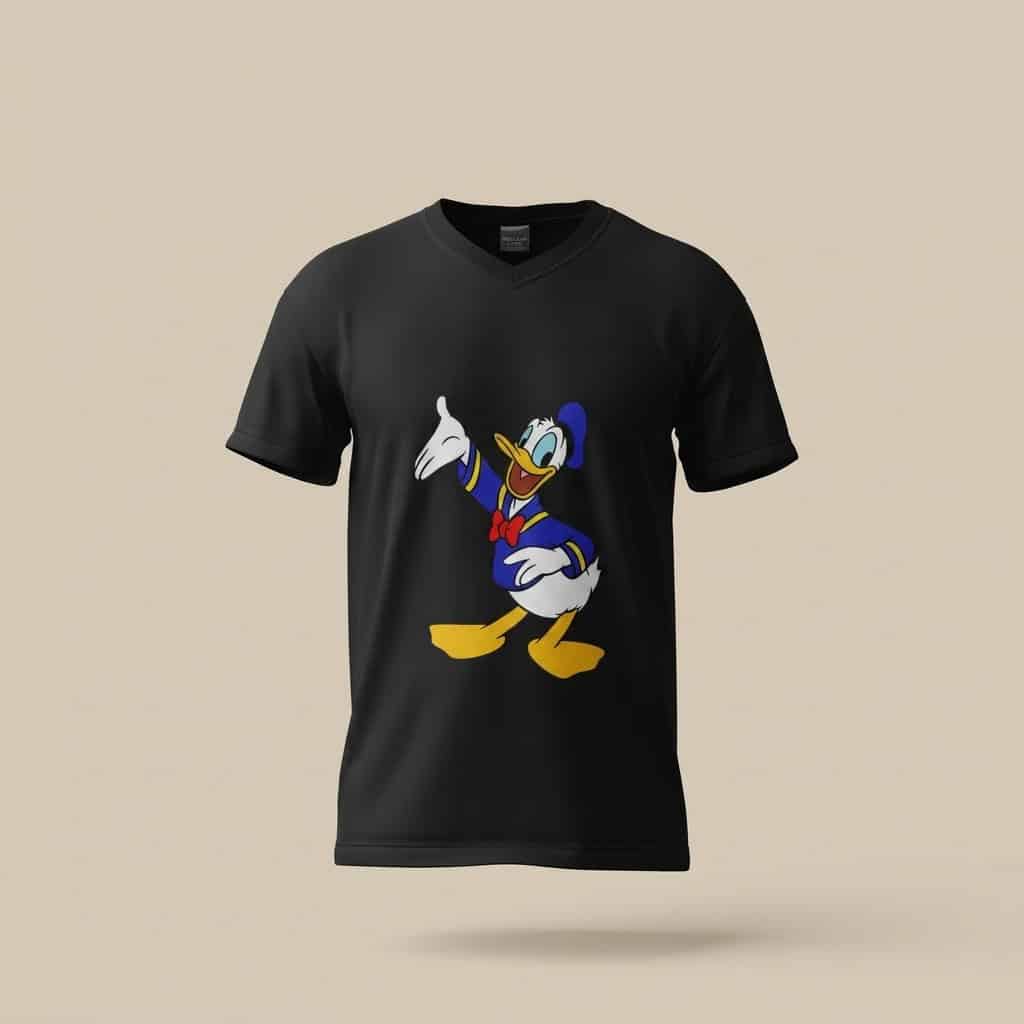 Cartoon Duck Graphic T-Shirt – Fun Character Black Tee — Tees