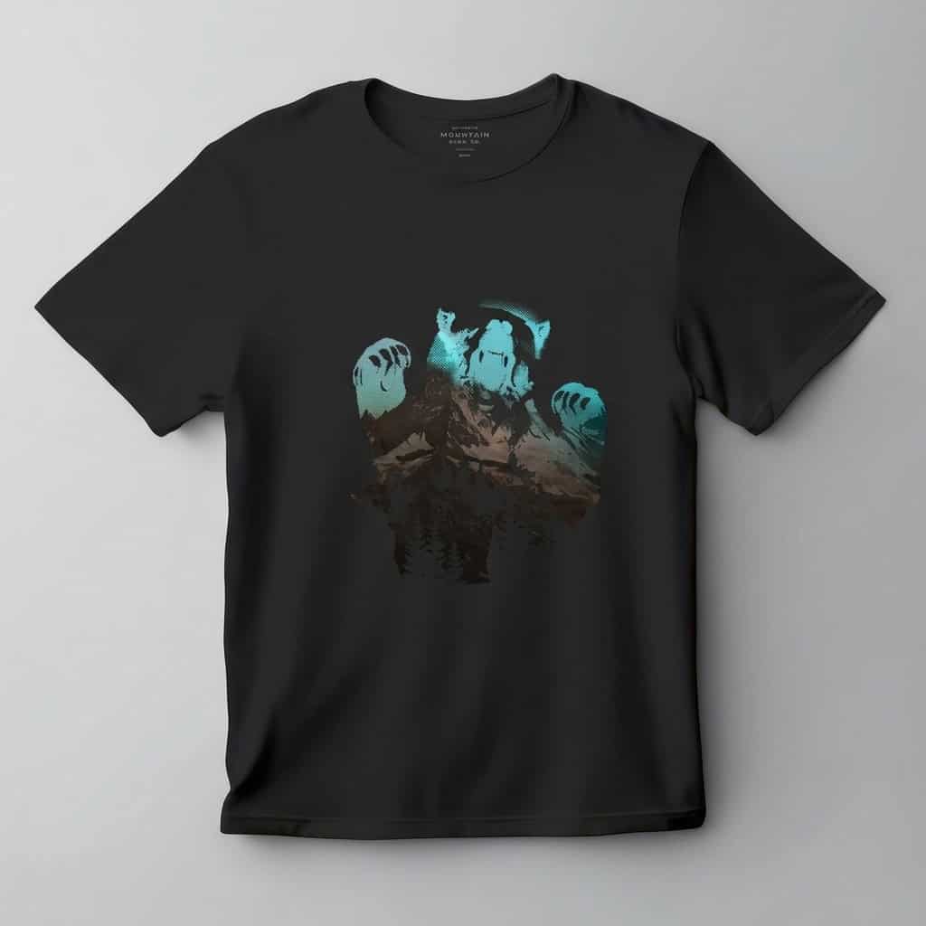 Mountain Bear Graphic T-Shirt – Black Wildlife Adventure Tee — Tees