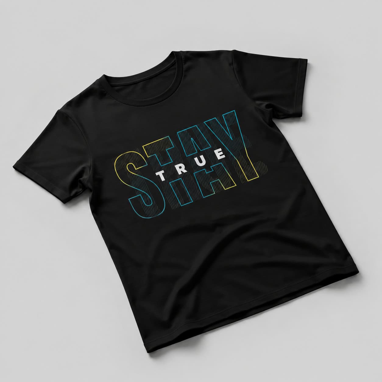 Stay True Typography Graphic T-Shirt – Black Motivational Tee — Tees