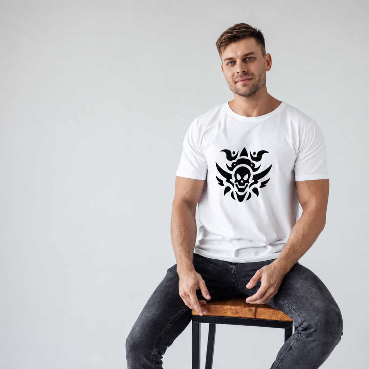 Men's Tribal Skull Graphic T-Shirt — Tees
