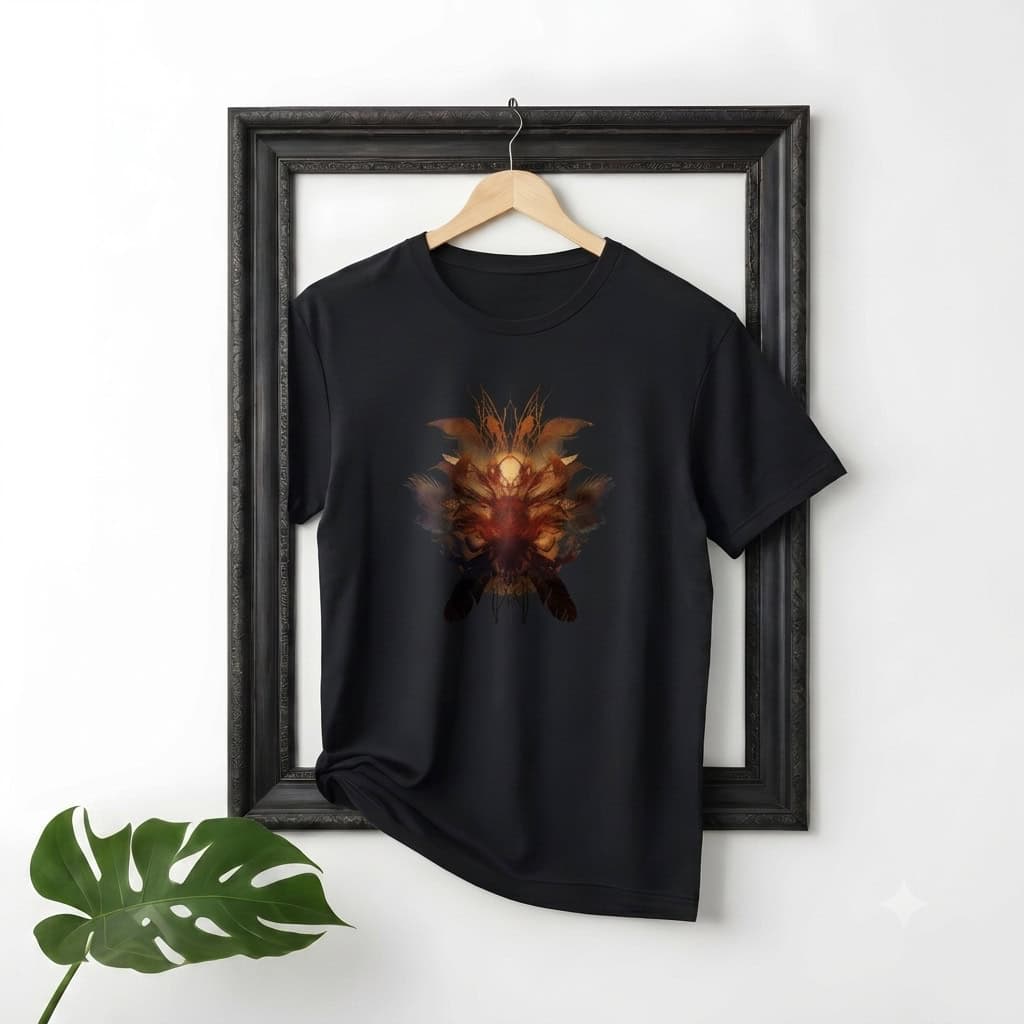 Dark Phoenix Feather Skull Abstract Graphic T-Shirt — Tees