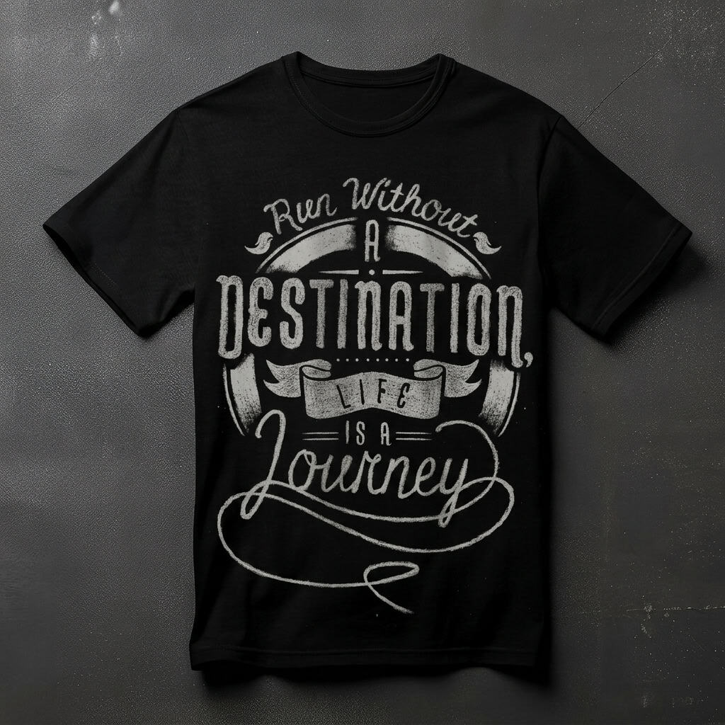 Run Without A Destination Life Is A Journey Typography T-Shirt — Tees