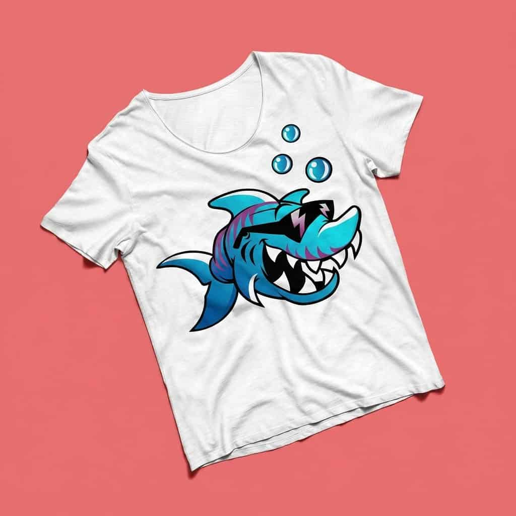 Crazy Shark Cartoon Graphic T-Shirt — Kids Tees