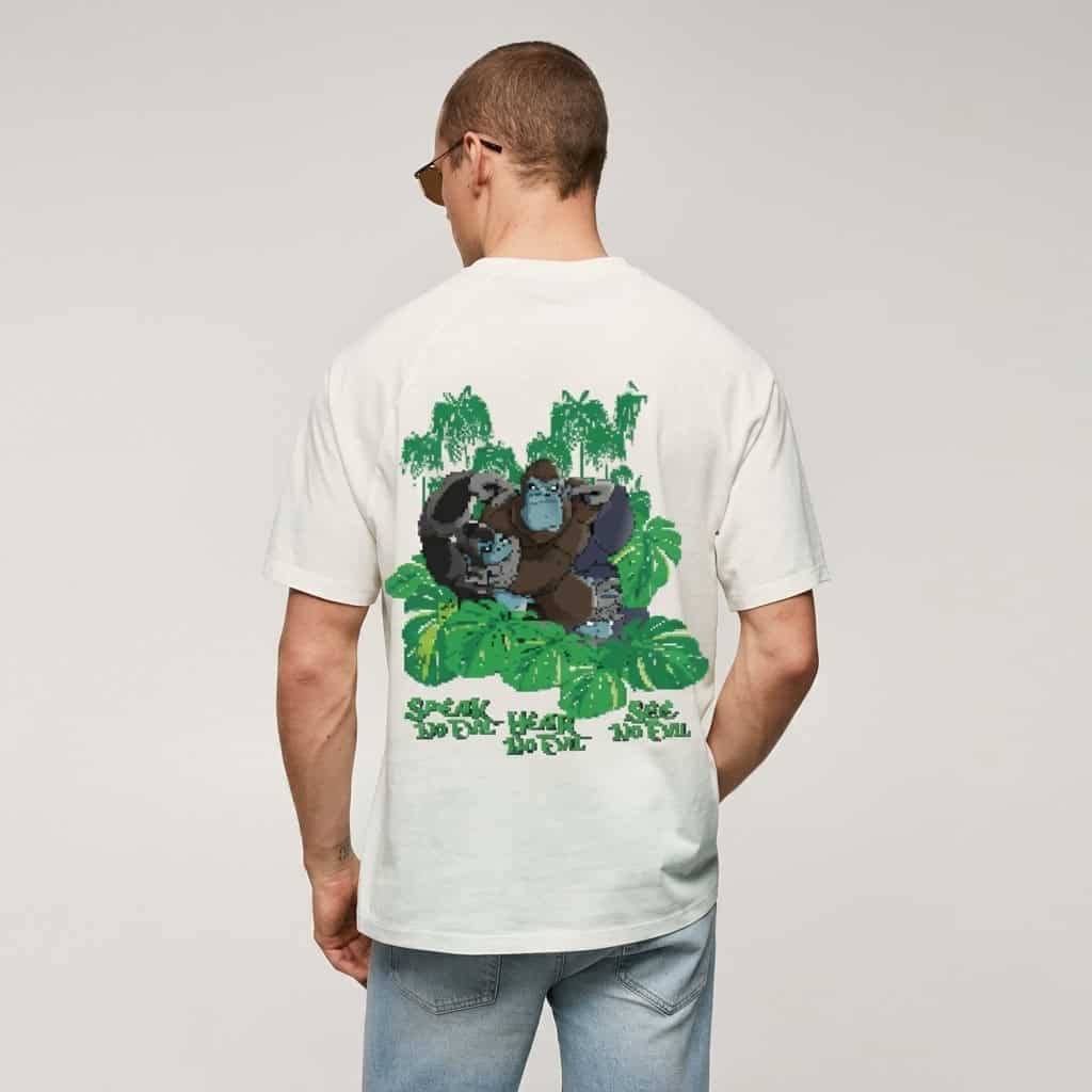 Speak No Evil Pixel Gorilla Oversized Graphic T-Shirt — Tees