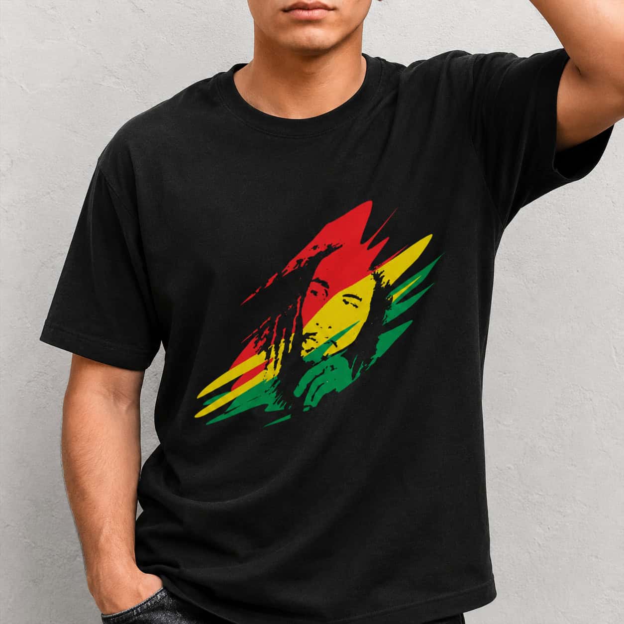 Reggae Inspired Portrait Graphic T-Shirt – Artistic Black Unisex Tee — Tees