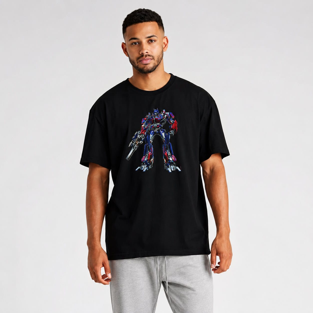 Robot Warrior Graphic T-Shirt – Futuristic Mecha Black Unisex Tee — Tees