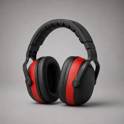 Red & Black Industrial Earmuffs — Hearing Protection