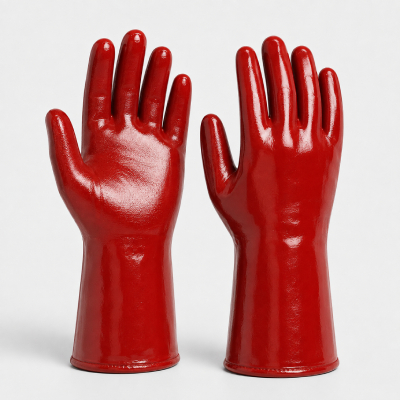 Red Chemical-Resistant PVC Gloves — Gloves