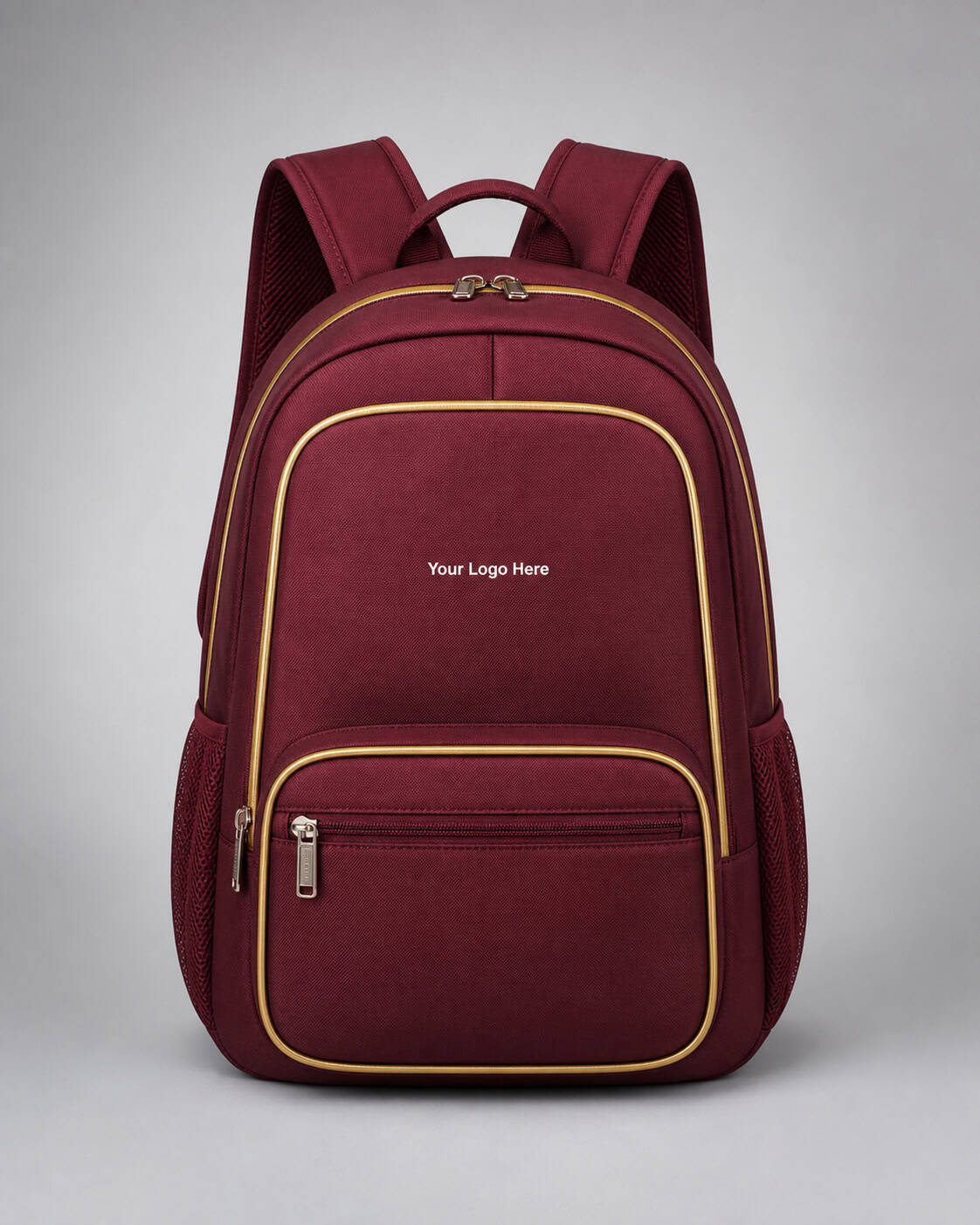 Maroon School Backpack with Gold Trim — Bags