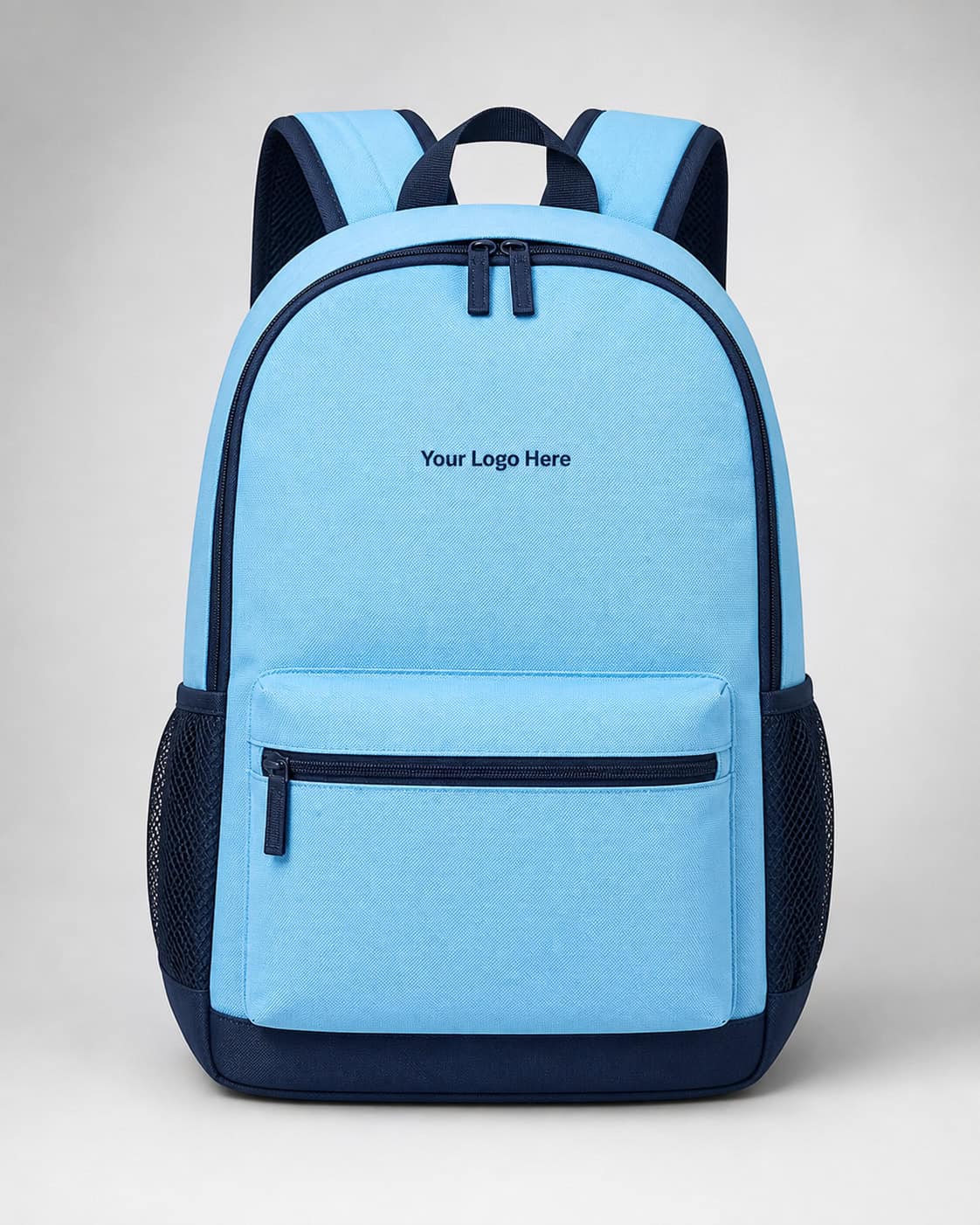 Sky Blue School Backpack with Navy Trim — Bags