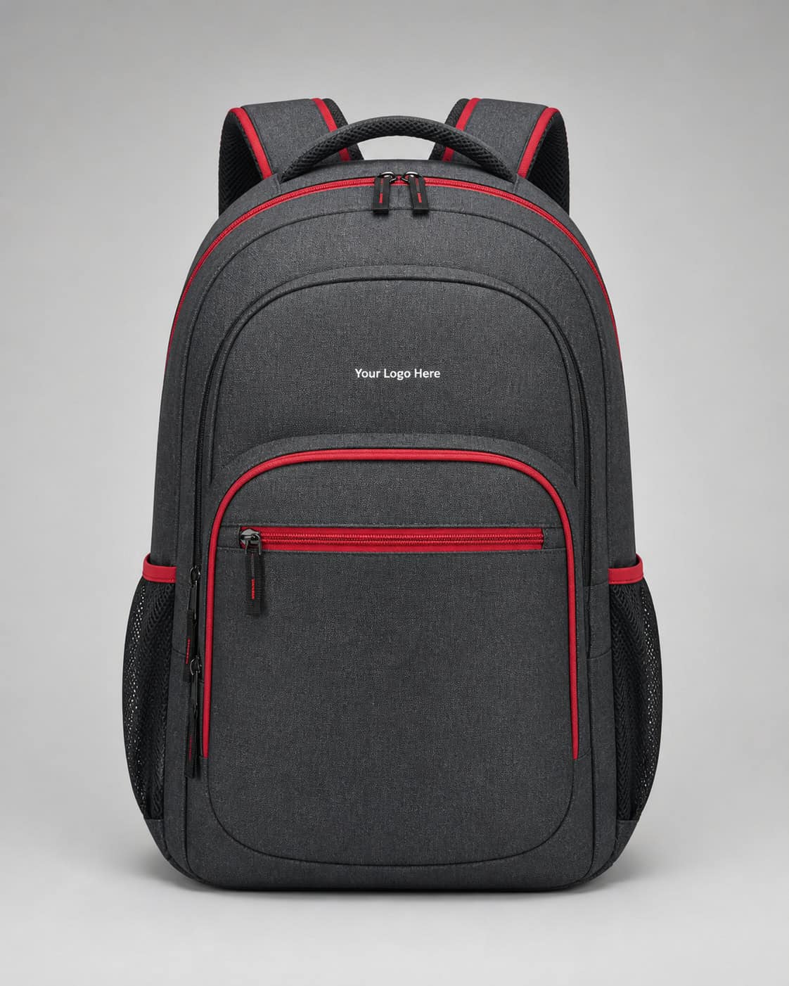Charcoal School Backpack with Red Trim — Bags