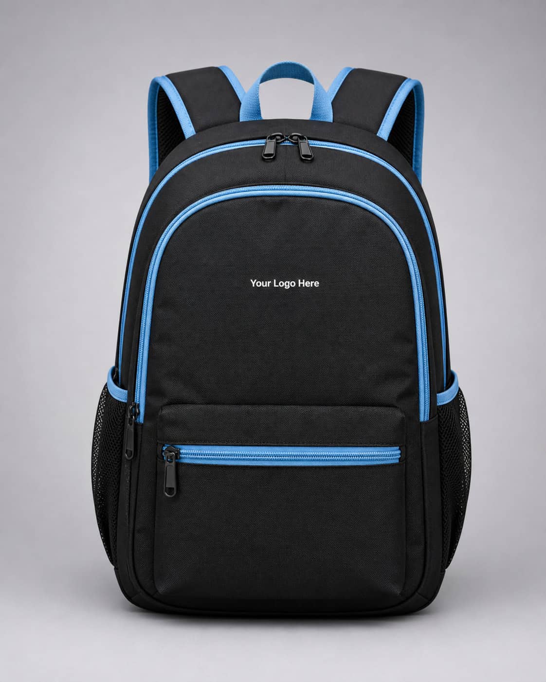 Black School Backpack with Blue Trim — Bags