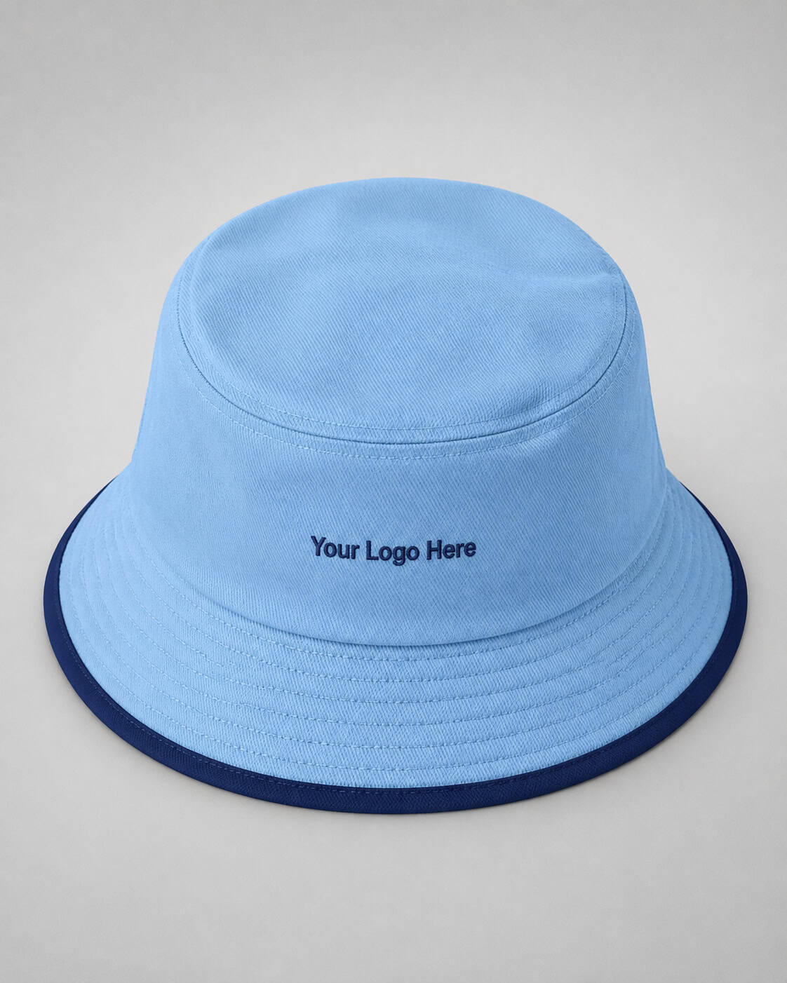 Sky Blue School Bucket Hat with Navy Trim — Hats