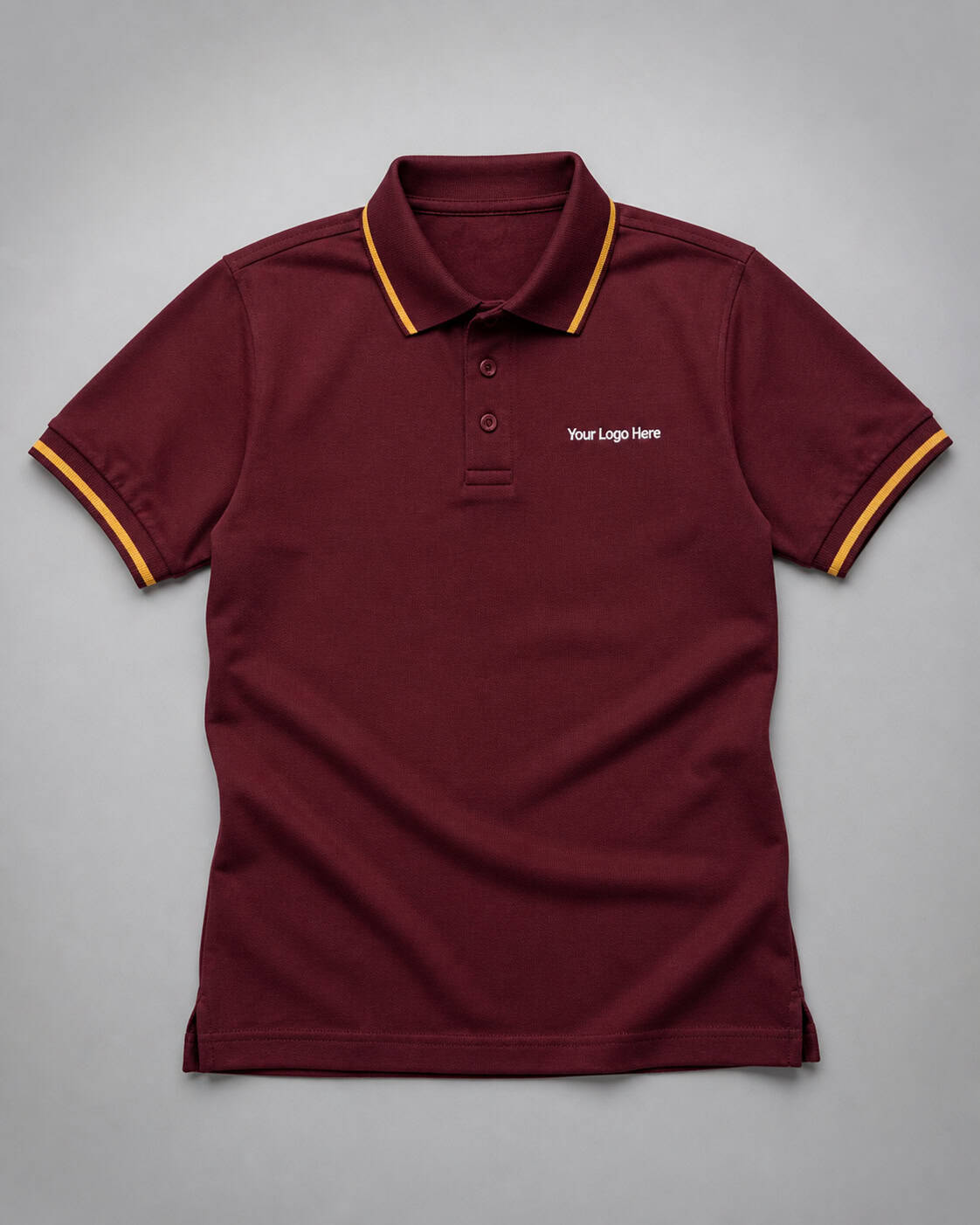 Maroon School Polo with Gold Trim — Polos