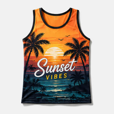 Sunset Vibes Tropical Singlet — Singlets