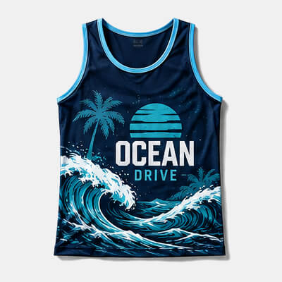 Ocean Drive Wave Singlet — Singlets