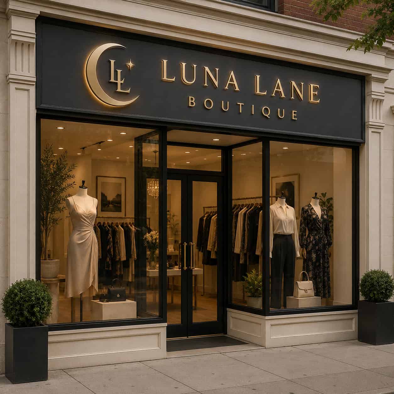 Illuminated Gold Letter Boutique Shopfront Sign — Shopfront Signs