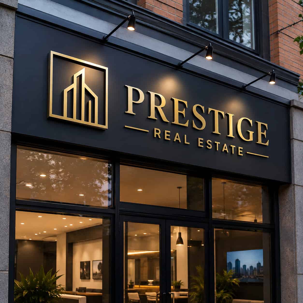Premium Gold 3D Letter Real Estate Shopfront Sign — Shopfront Signs