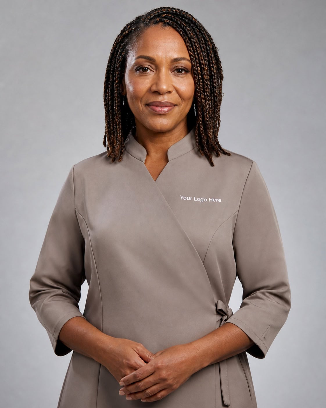 Taupe Spa & Beauty Tunic — Tunics